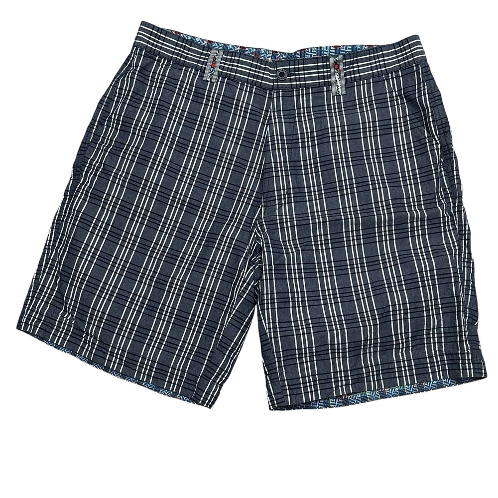 Robert Graham Plaid Shorts Men's Size 36 Blue Embroidered Stitch 9" Inseam